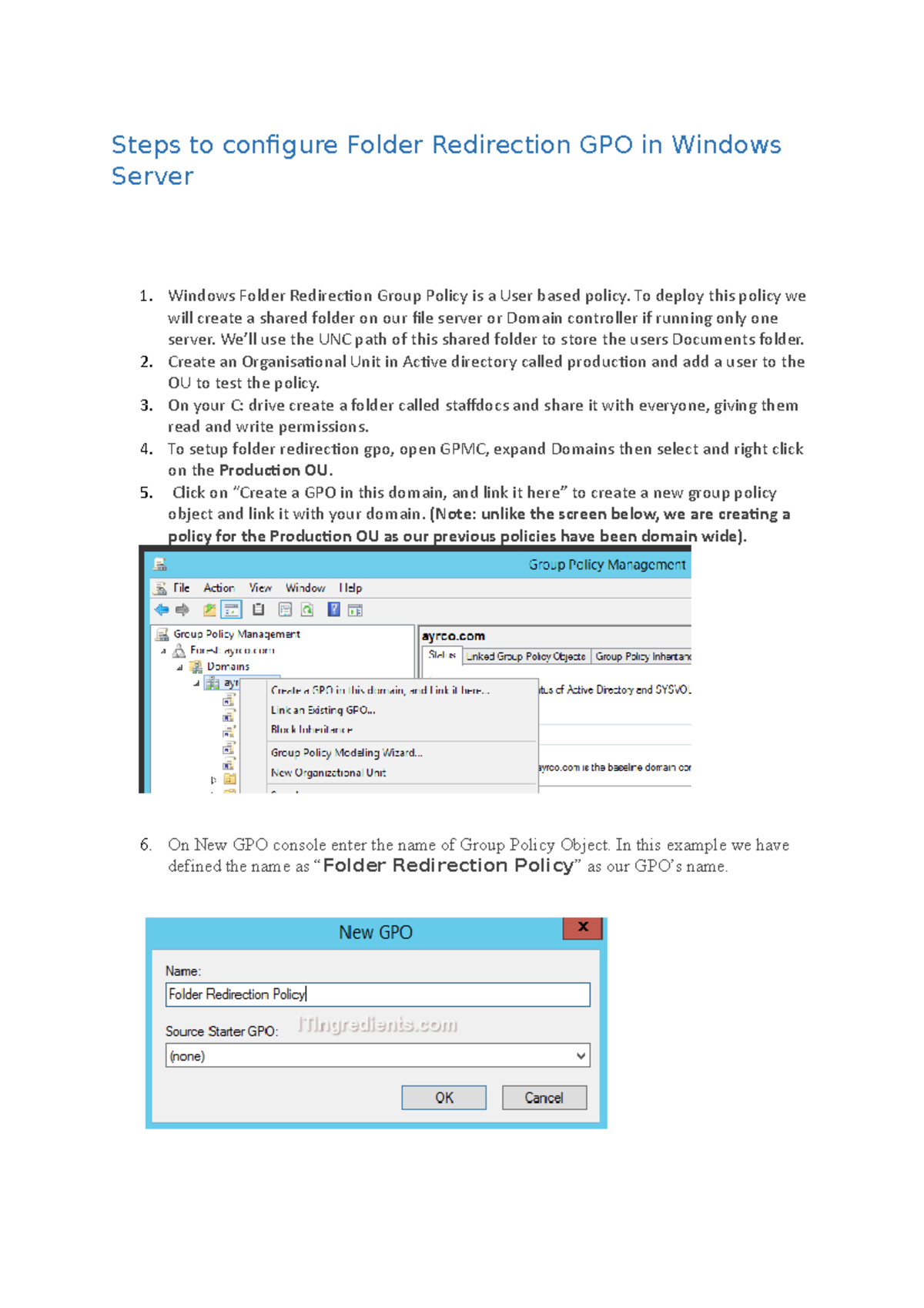 Lab 7.3 - Steps to Configure Folder Redirection GPO in Windows Server ...