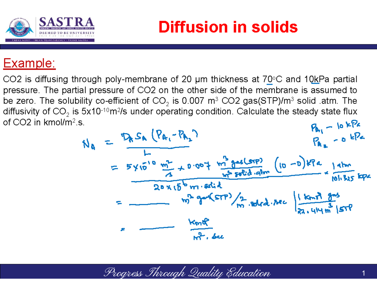 Unit 1diffusion through porous solid 1 Example CO2 is diffusing