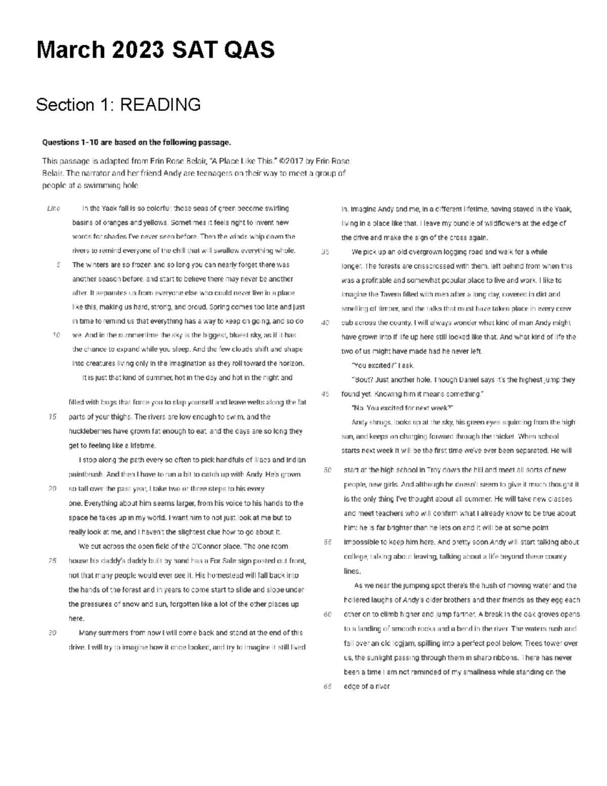 March 2023 SAT QAS (Web Version) March 2023 SAT QAS Section 1