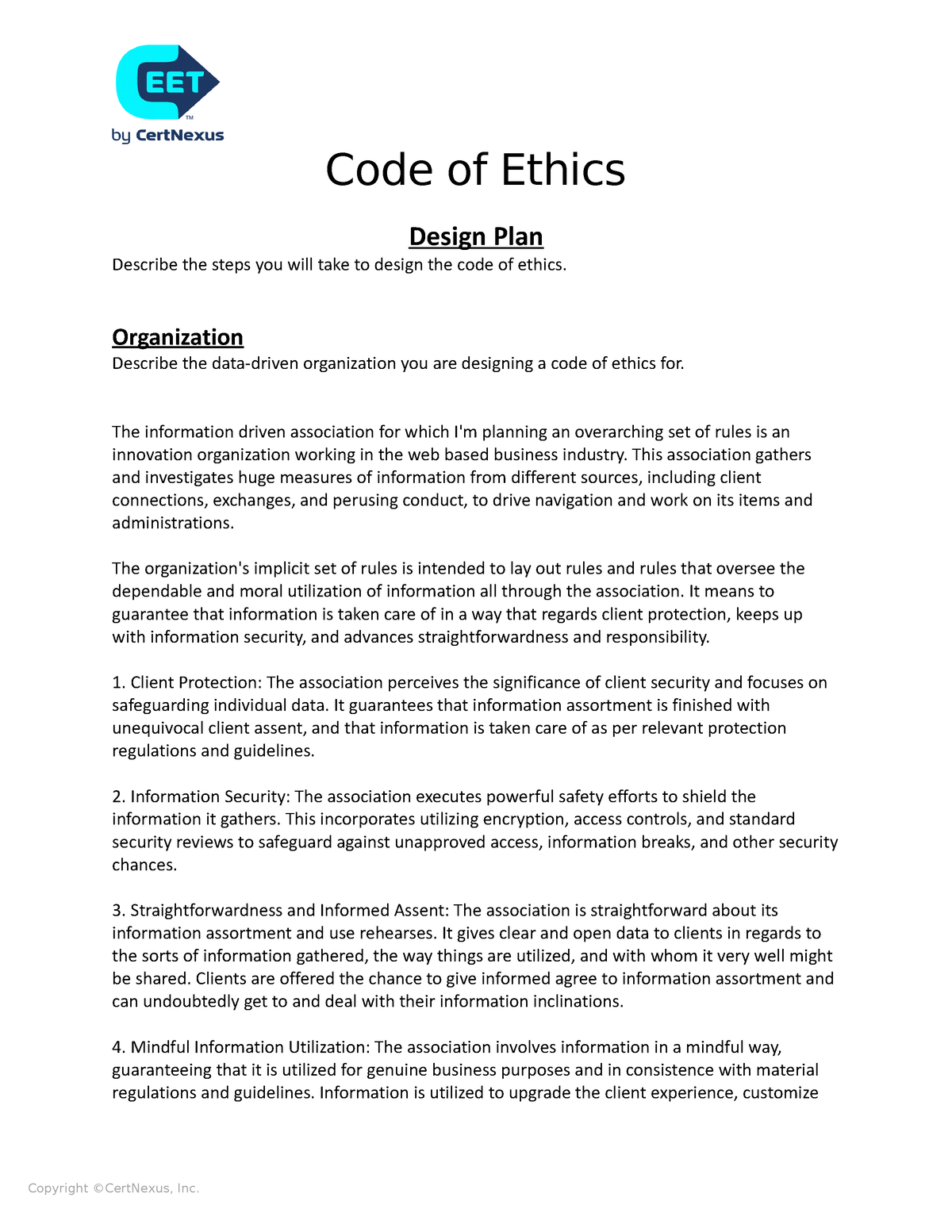 Ethiccode - 23r2r2r2 - Code of Ethics Design Plan Describe the steps ...