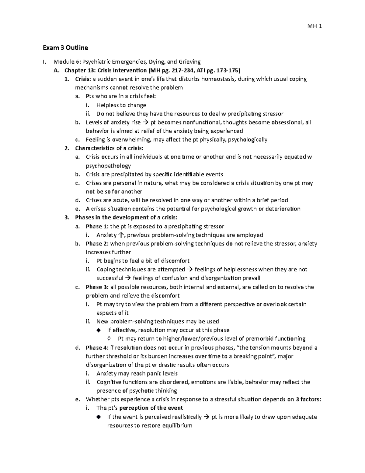 Exam 3 Outline - Exam 3 study topics - Exam 3 Outline I. Module 6 ...