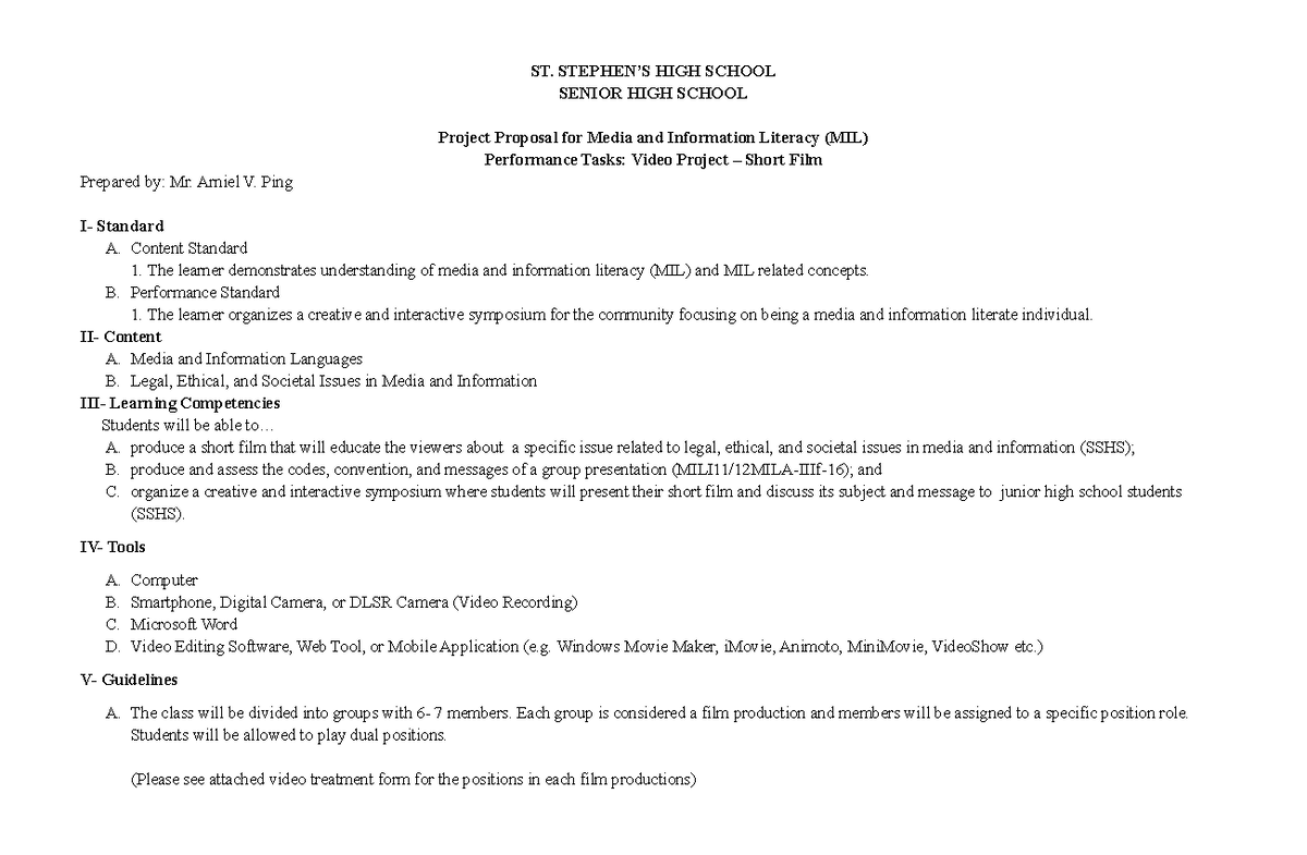 Media and Information Literacy MIL Perfo - ST. STEPHEN’S HIGH SCHOOL ...