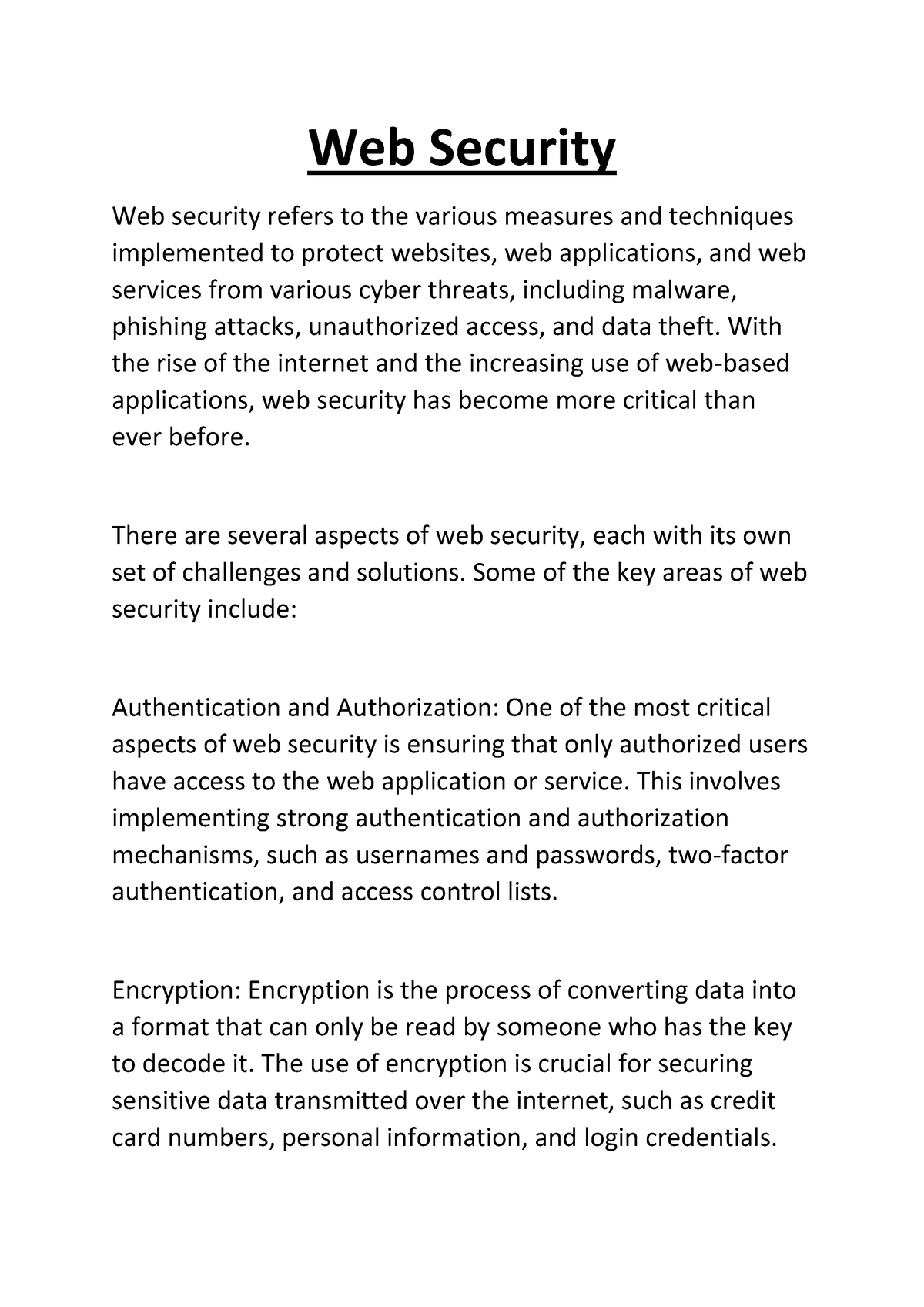 Web Security 1st Part - Web Security Web Security Refers To The Various ...