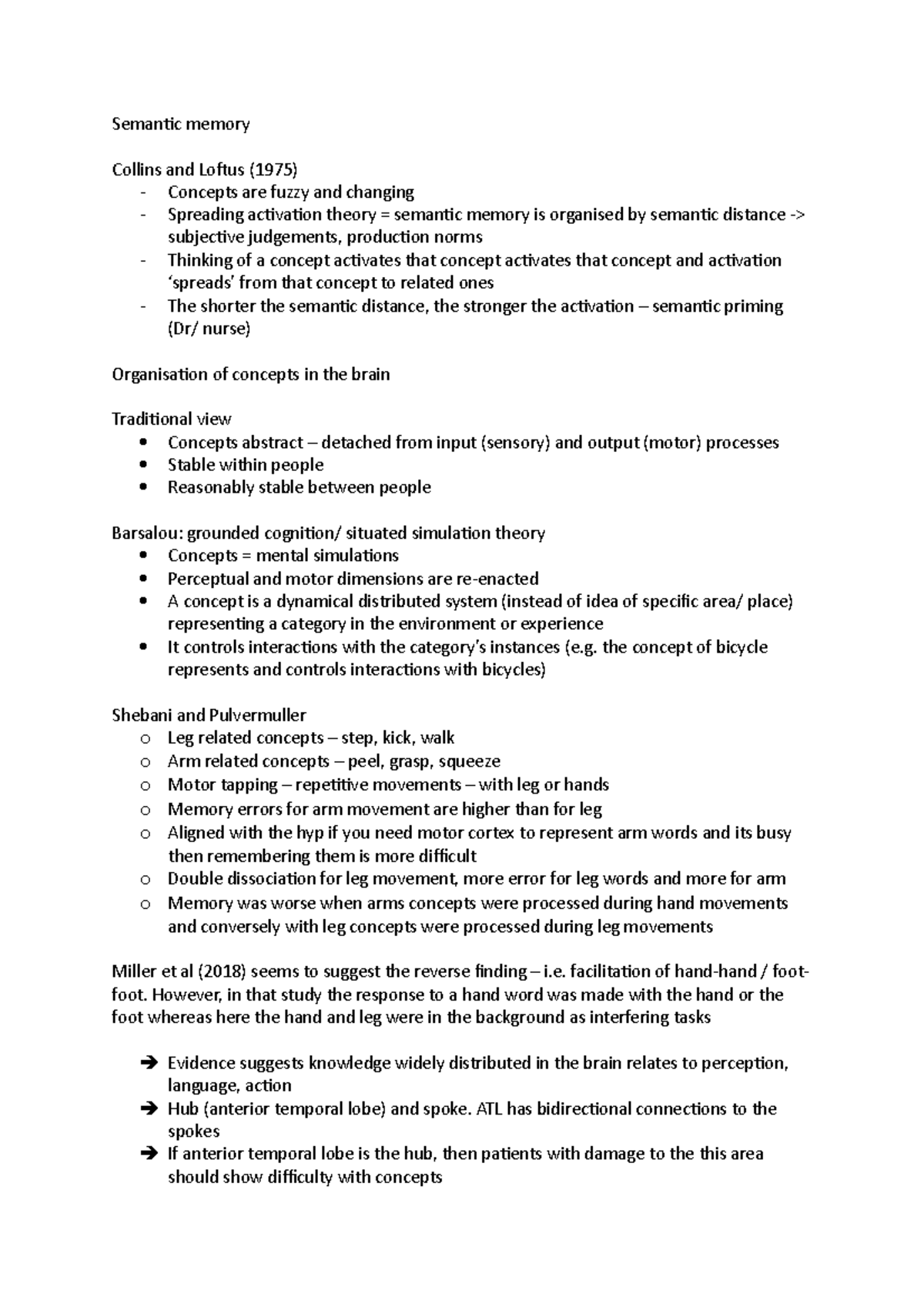 Semantic memory - Lecture notes - Semanic memory Collins and Lotus ...