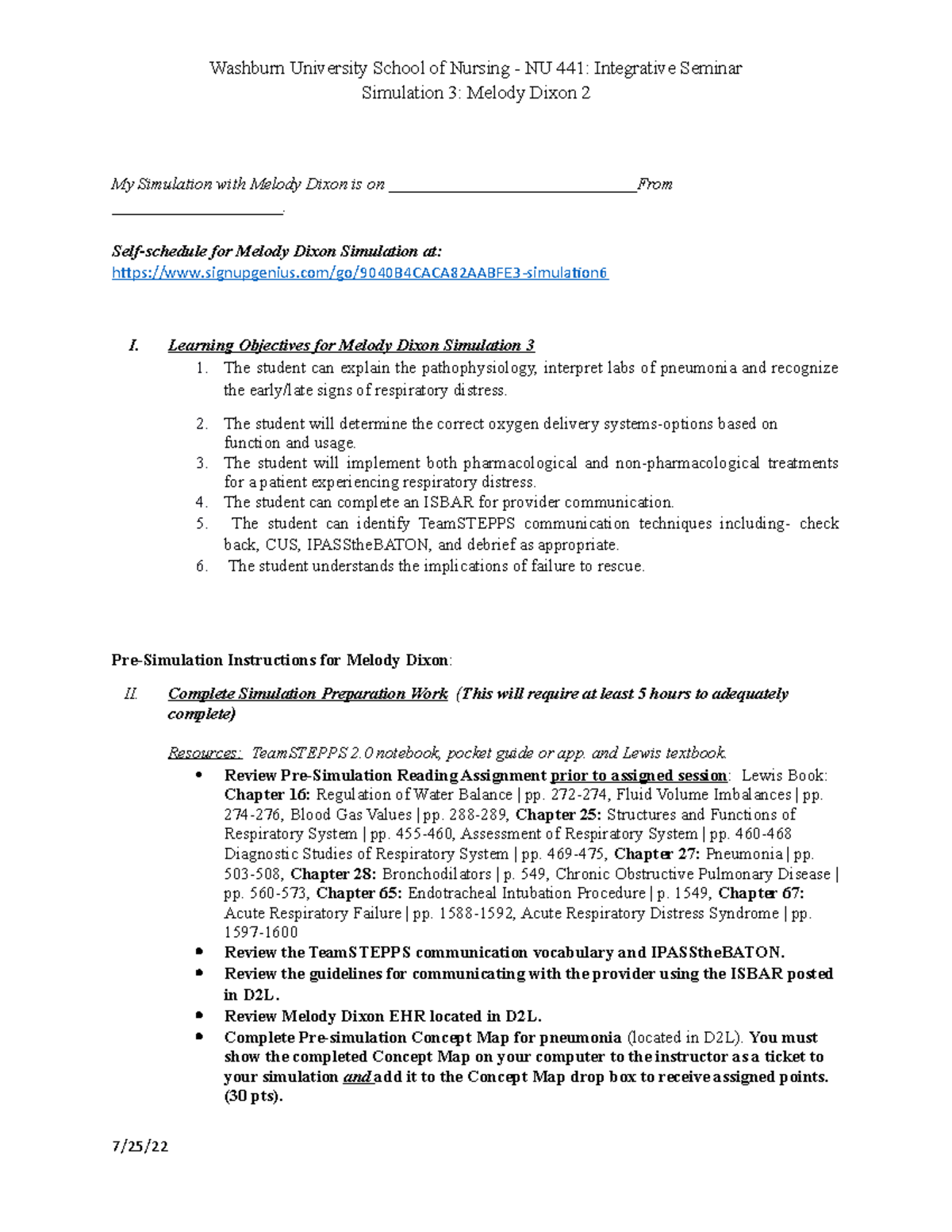 F22 Student Melody Dixon Sim 3 Instructions - Washburn University ...