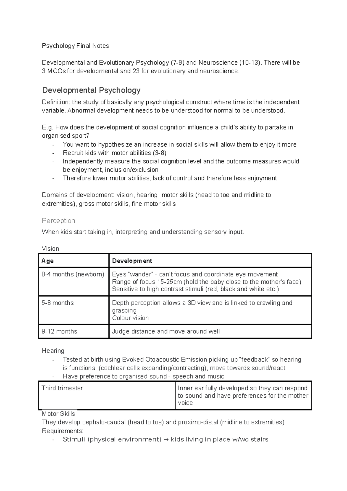 Development PSYC2015 - Psychology Final Notes Developmental and ...