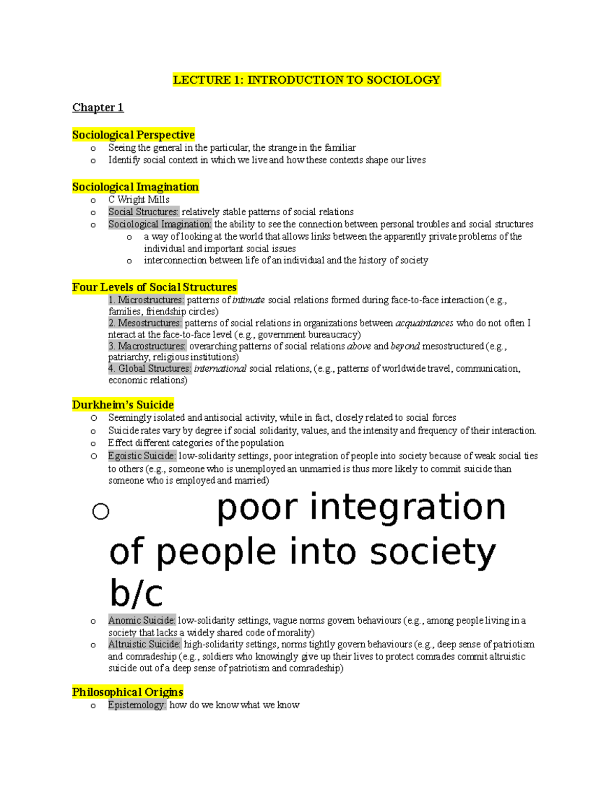 SOC100- Sep 22 (Lec. 1-4) - LECTURE 1: INTRODUCTION TO SOCIOLOGY ...