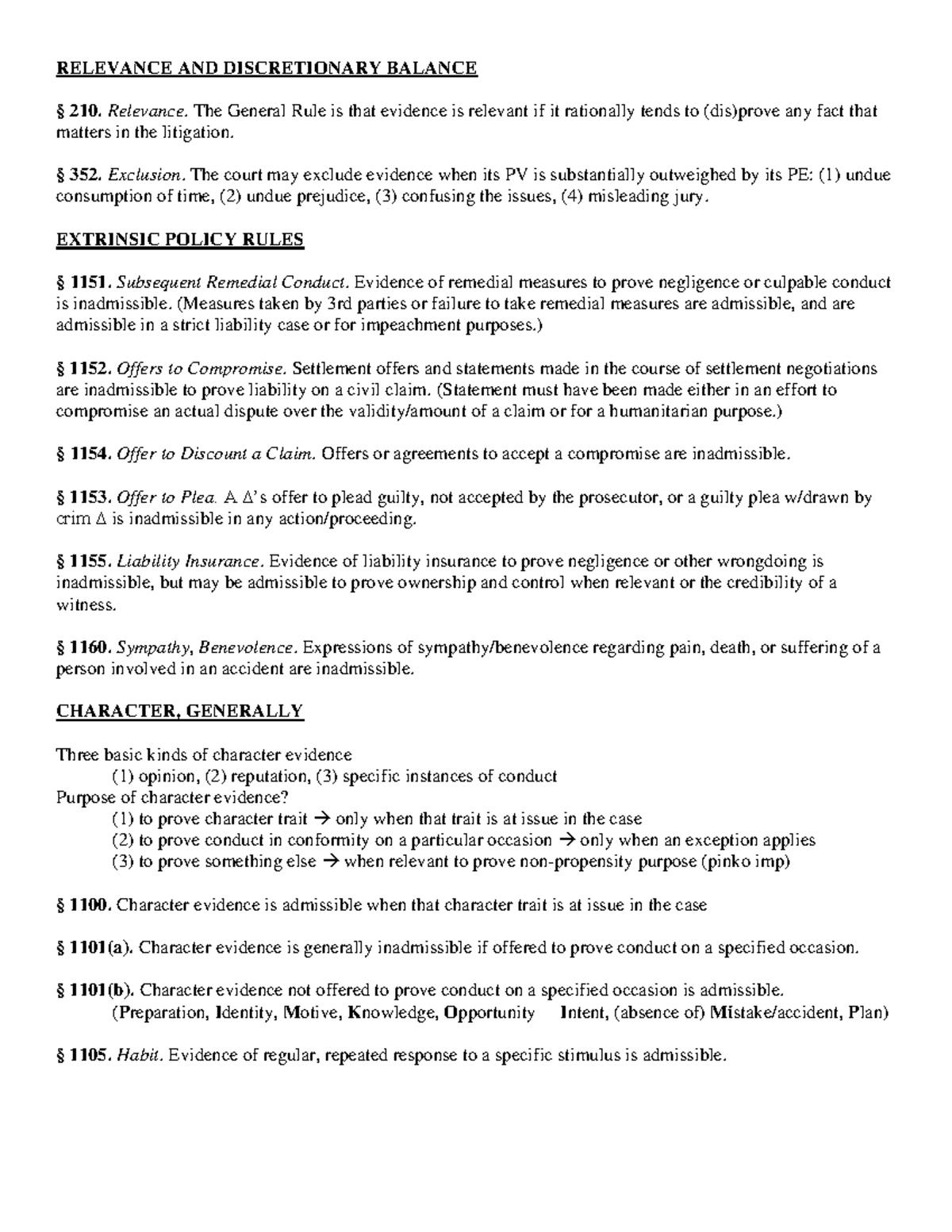 Bare bones CEC - Relevant CEC sections - RELEVANCE AND DISCRETIONARY ...