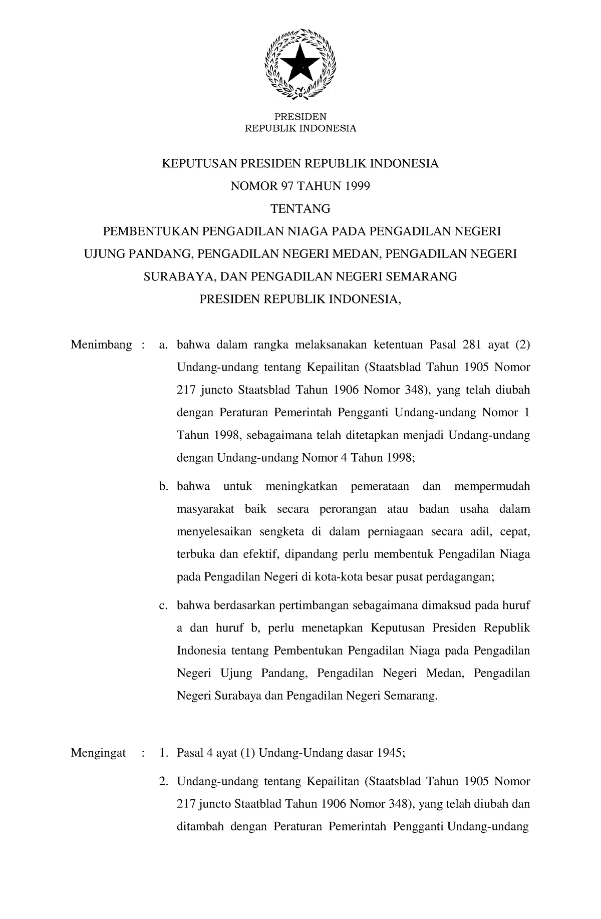 Keppres No 97 Th 1999 - Oh Gitu Saja - REPUBLIK INDONESIA KEPUTUSAN ...