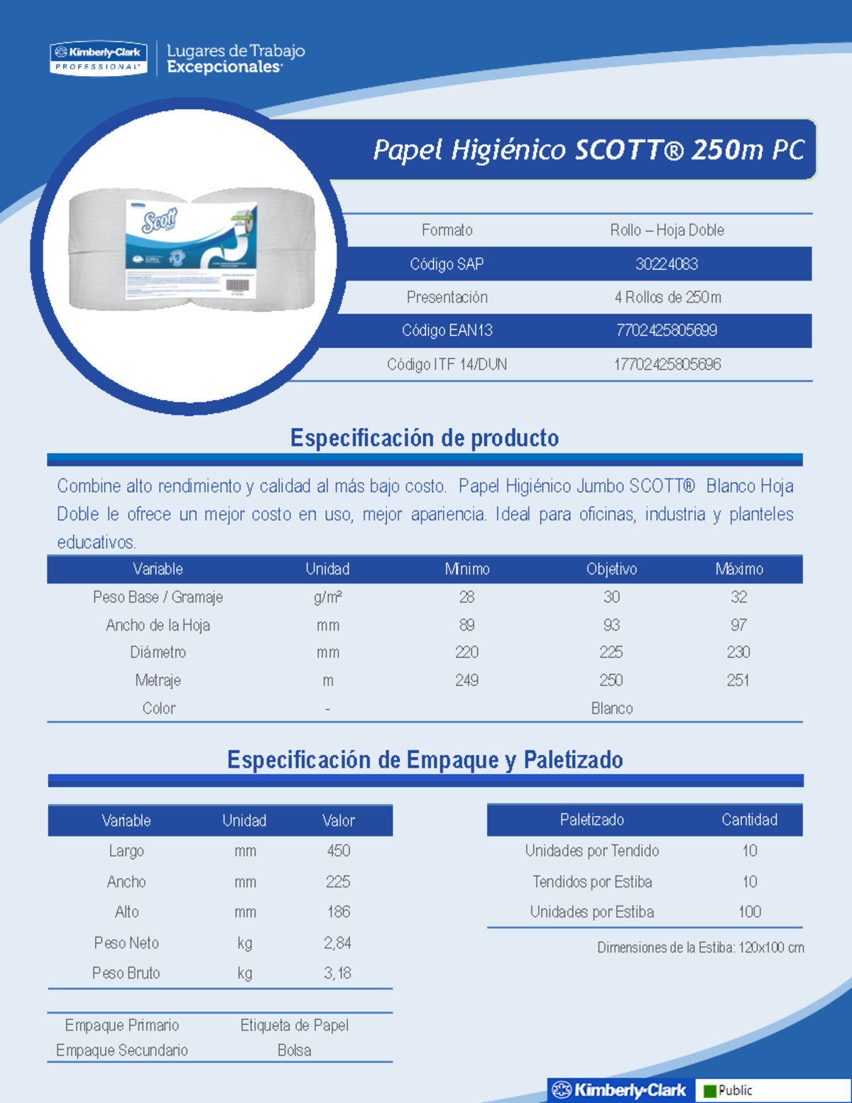 Papel - ficha tecnica - Formato Rollo – Hoja Doble CÛdigo SAP 30224083 ...