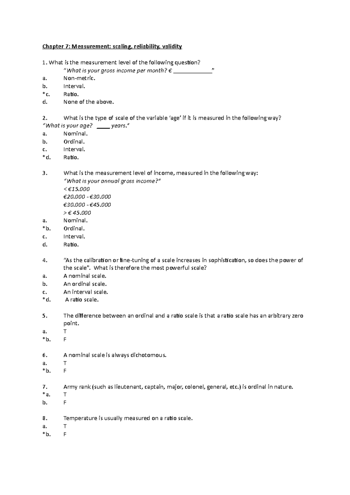 Test Bank Research Methodology CH07 - Chapter 7: Measurement: Scaling ...