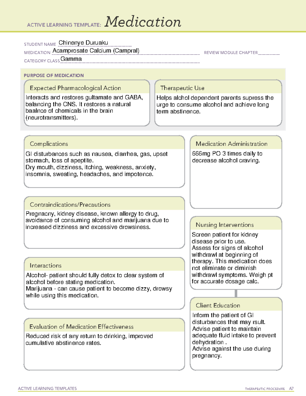 Acamprosate Calcium (Campral)-Med Card - ACTIVE LEARNING TEMPLATES ...