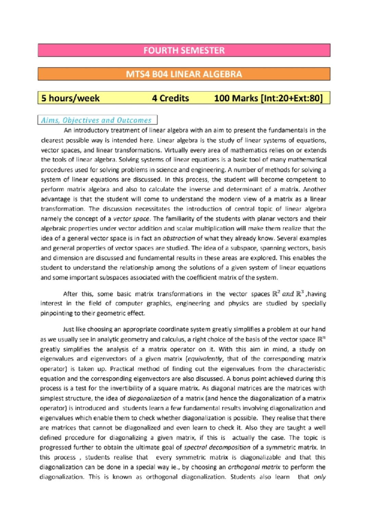 Linear Algebra - Its practics materiala - Bsc maths - StuDocu