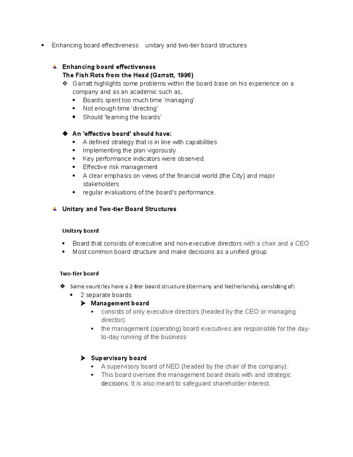 Enhancing board effectiveness unitary and two tier - Effective risk ...