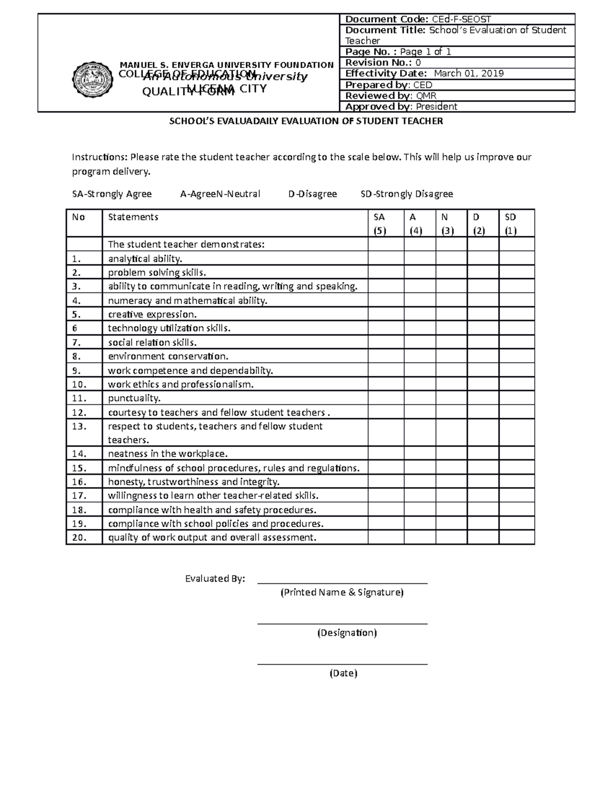 Evaluation-TOOL-OF- School-TO- Student- Teachers - SCHOOL’S EVALUADAILY ...