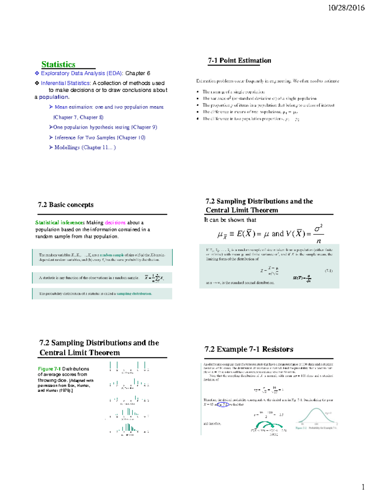 Chapter 7 sec1-3 handout - Statistics Exploratory Data Analysis (EDA ...