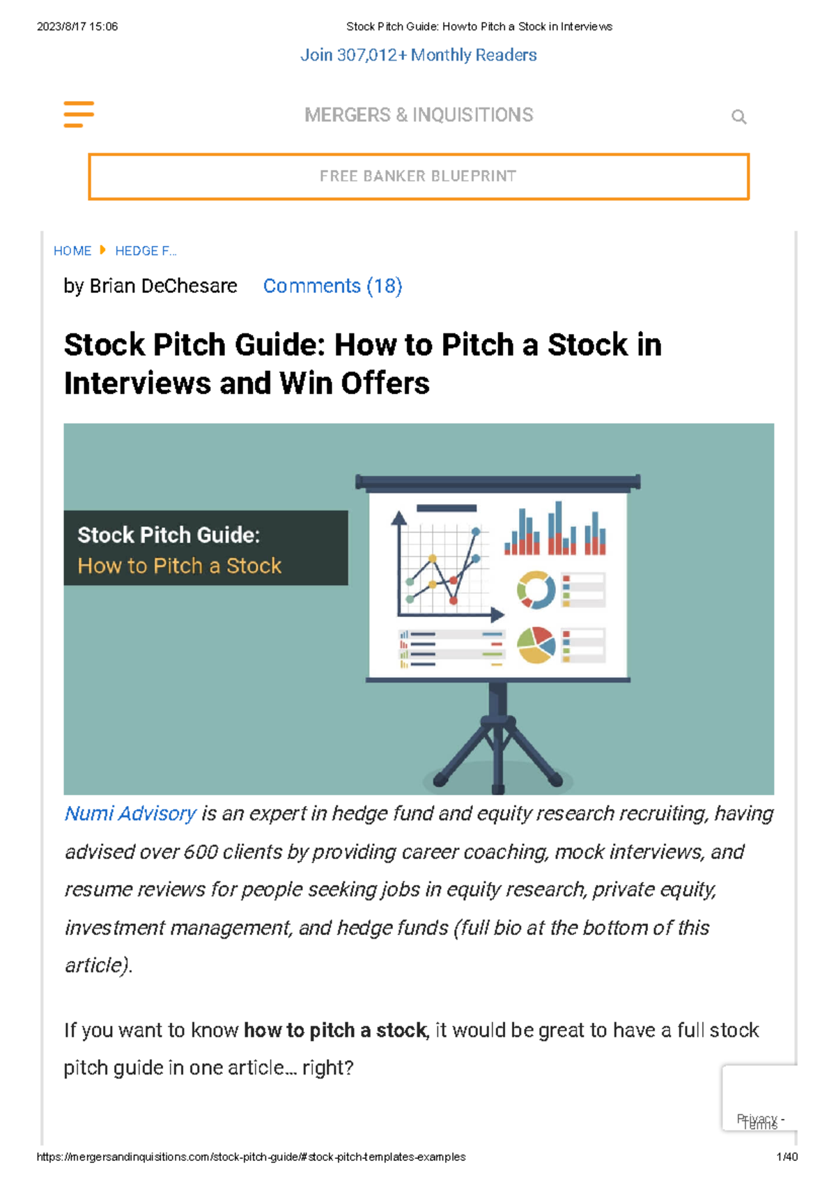Stock Pitch Guide How to Pitch a Stock in Interviews Join 307,012