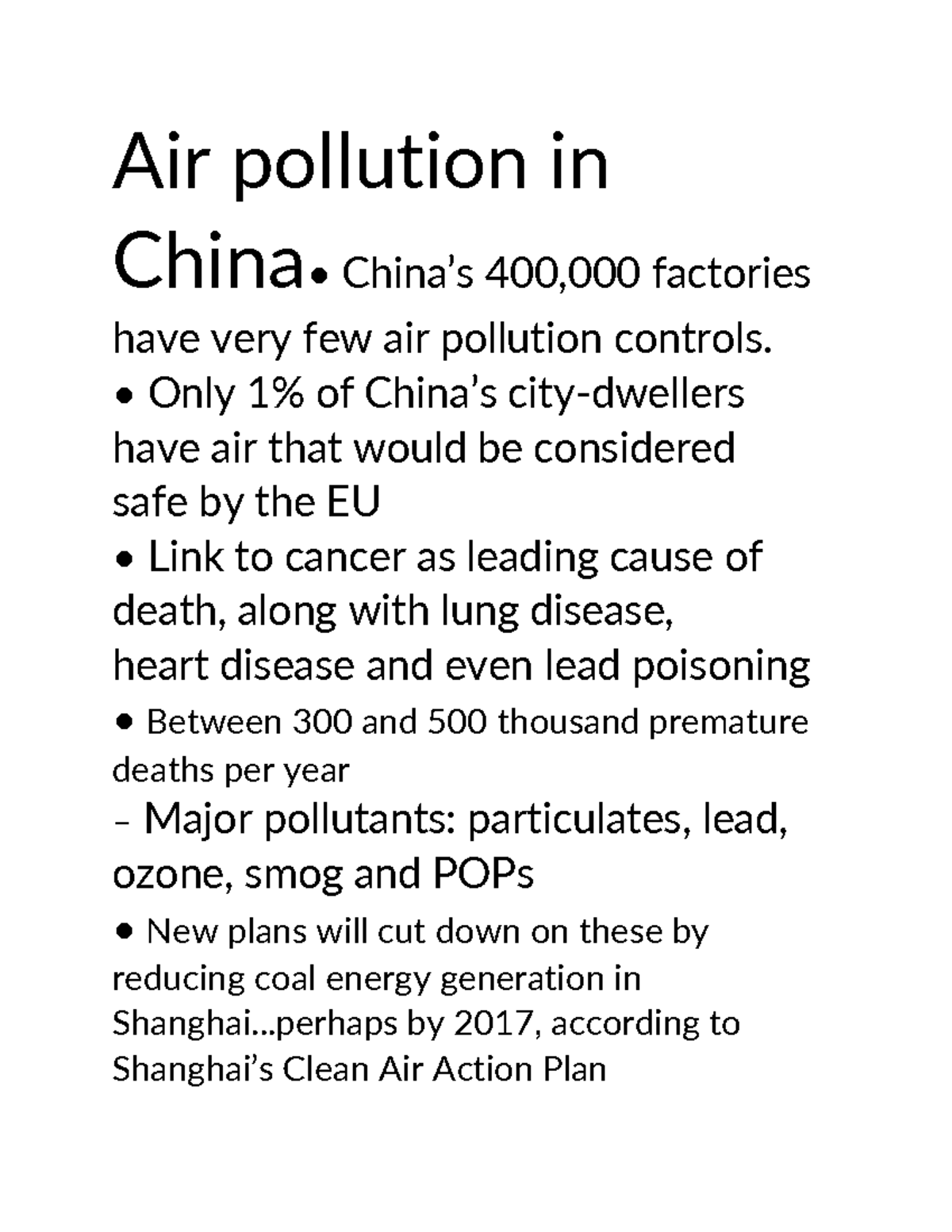 ENVS 1200- Air, weather and climate PT 9 - Air pollution in China ...