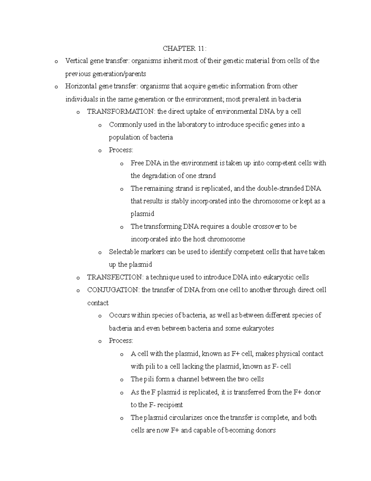 Chapter 11 Study Guide - CHAPTER 11: o Vertical gene transfer ...