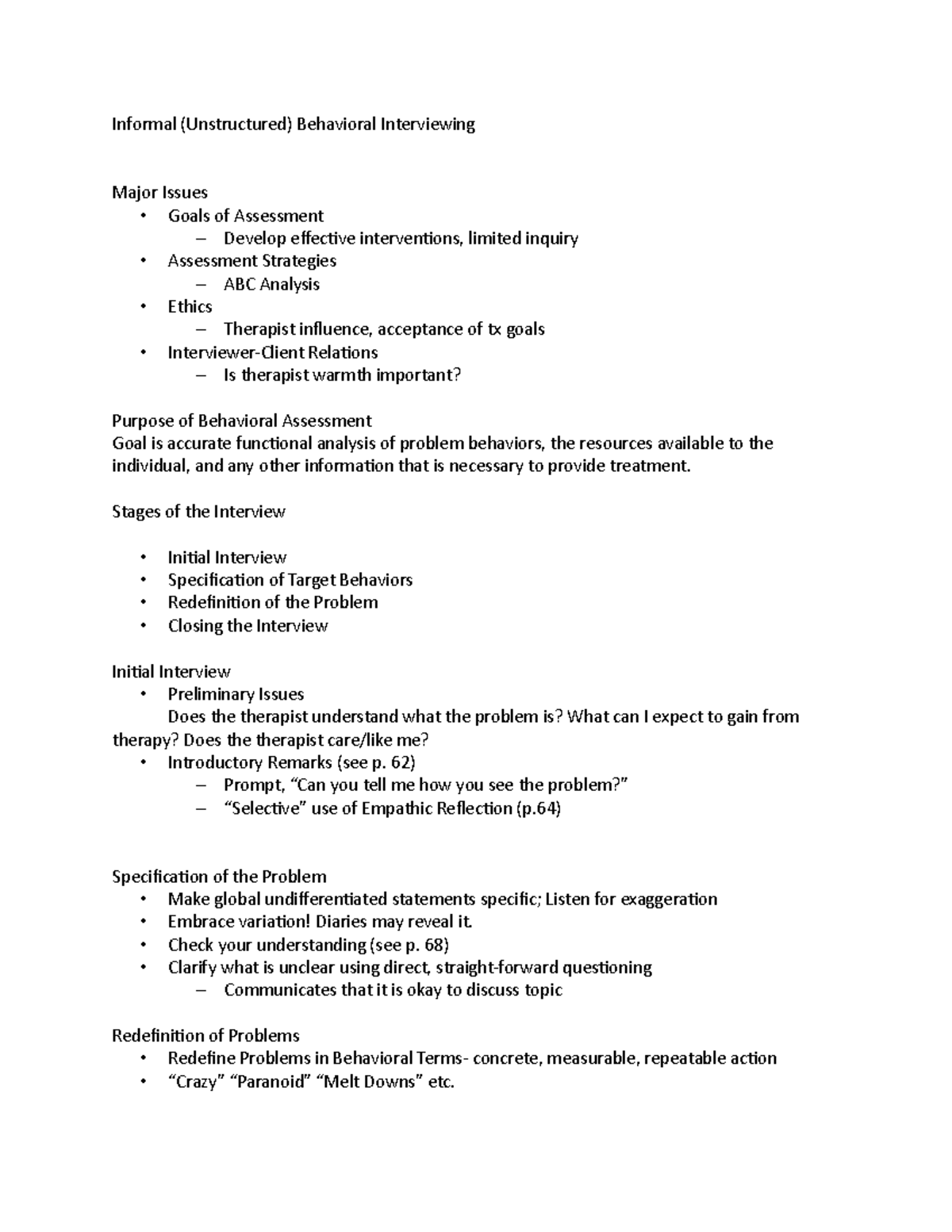 Interviewing and Data Collection - Informal (Unstructured) Behavioral ...