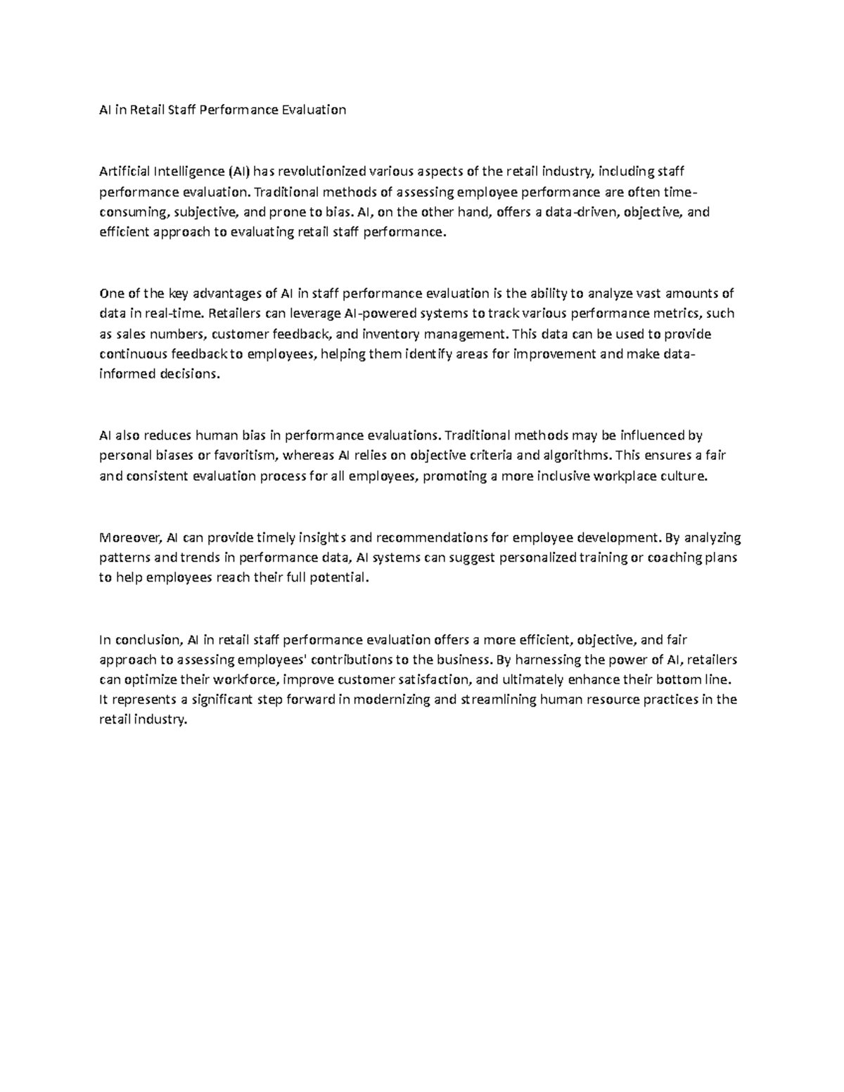 AI in Retail Staff Performance Evaluation - AI in Retail Staff ...