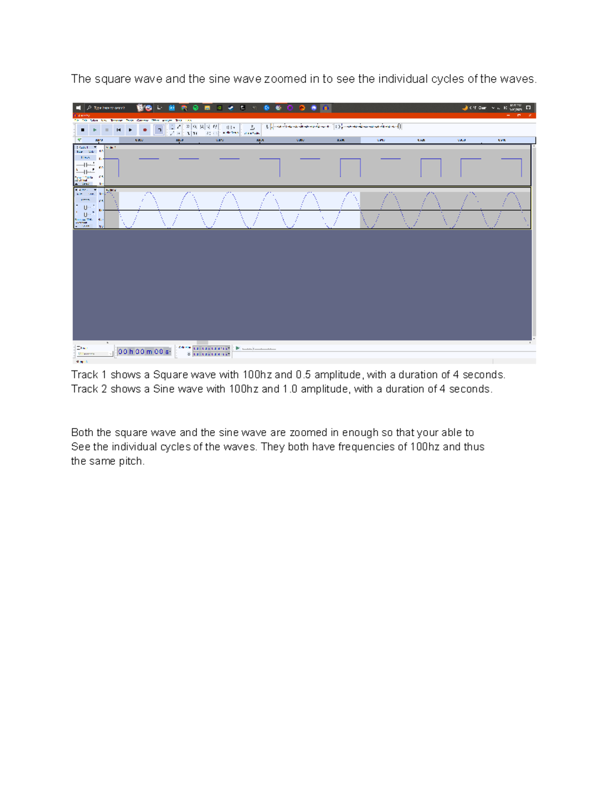 Section 3 Experiment - The square wave and the sine wave zoomed in to ...