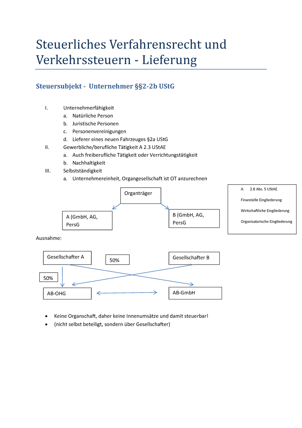 Steuerliches Verfahrensrecht Und Verkehrssteuern - A. Person B ...