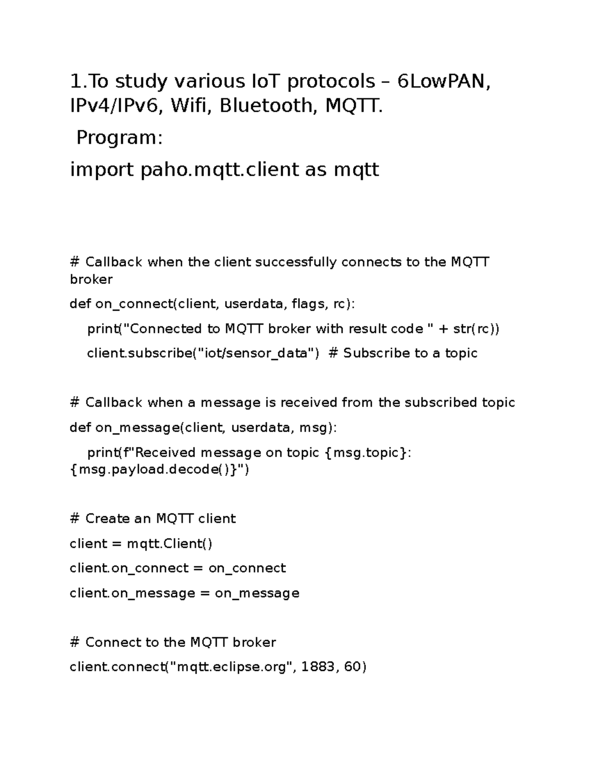 Iot lab IOT lab material for anna university students 1 study