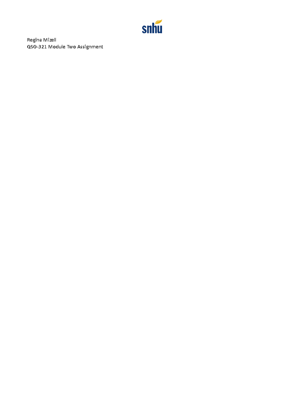 Qso 321 module two assignment regina mizell qso 321 module two