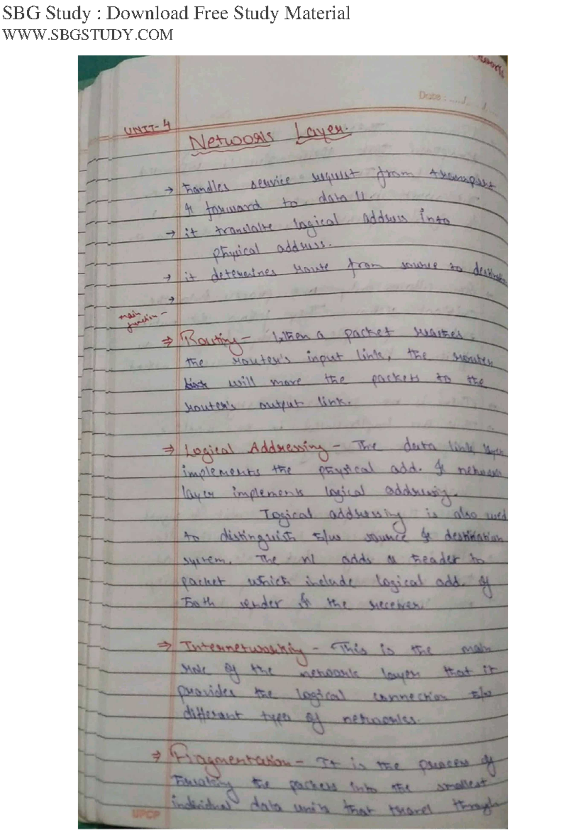 Cn-chapter-4 - This contains computer networks notes - B. Tech in ...