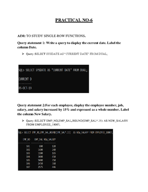 Practical NO -4 - Aim: CREATE THE GIVEN TABLES AND INSERT THE DATA ...
