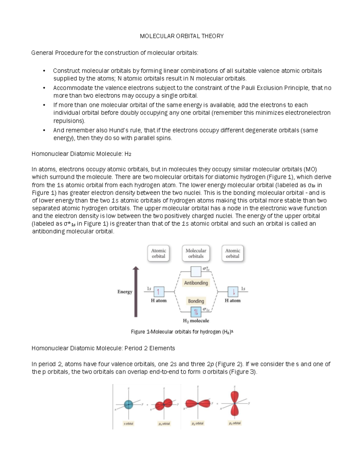 assignment on molecular orbital theory