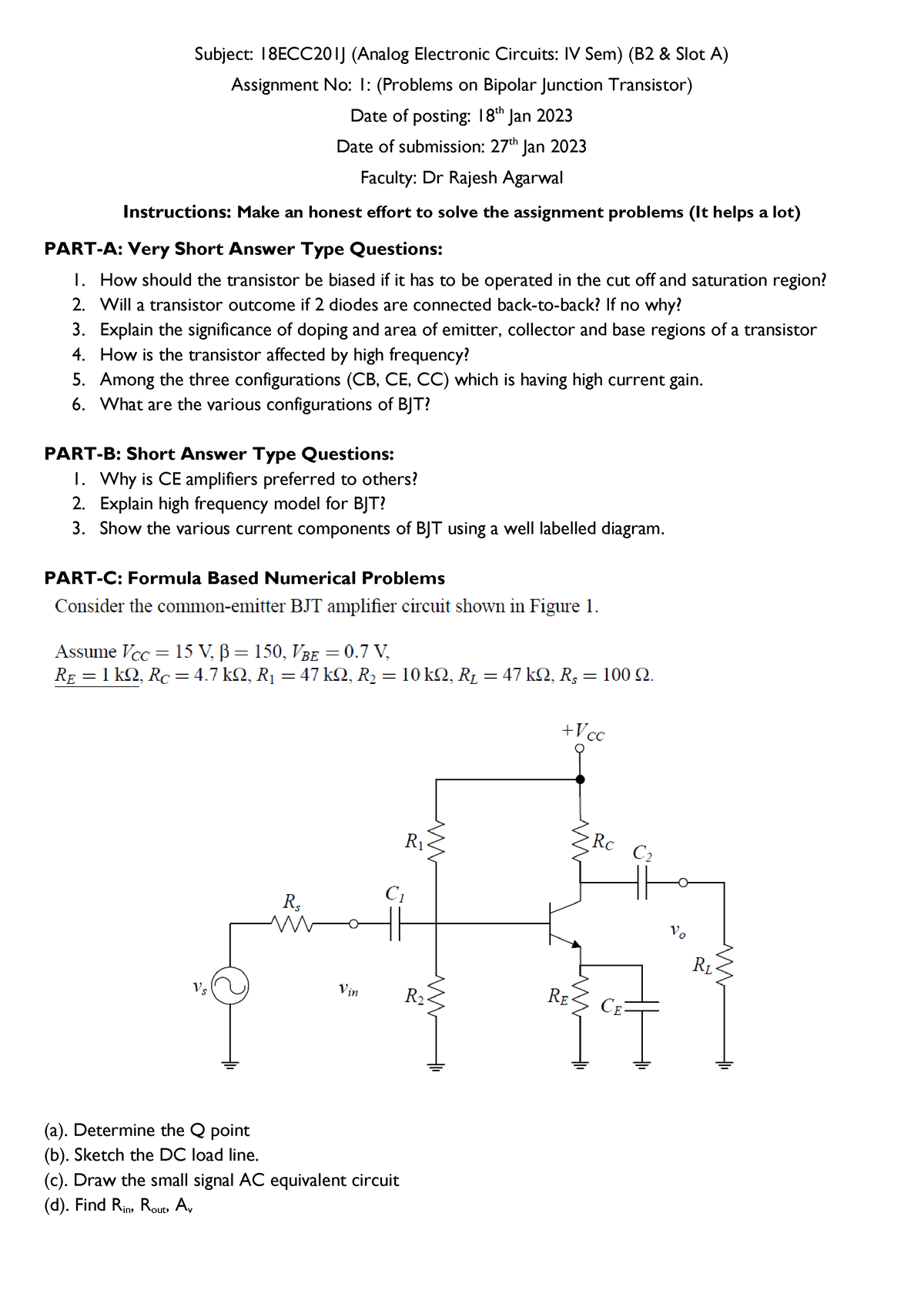 Assignment 1 - Control Systems - Subject: 18ECC201J (Analog Electronic ...