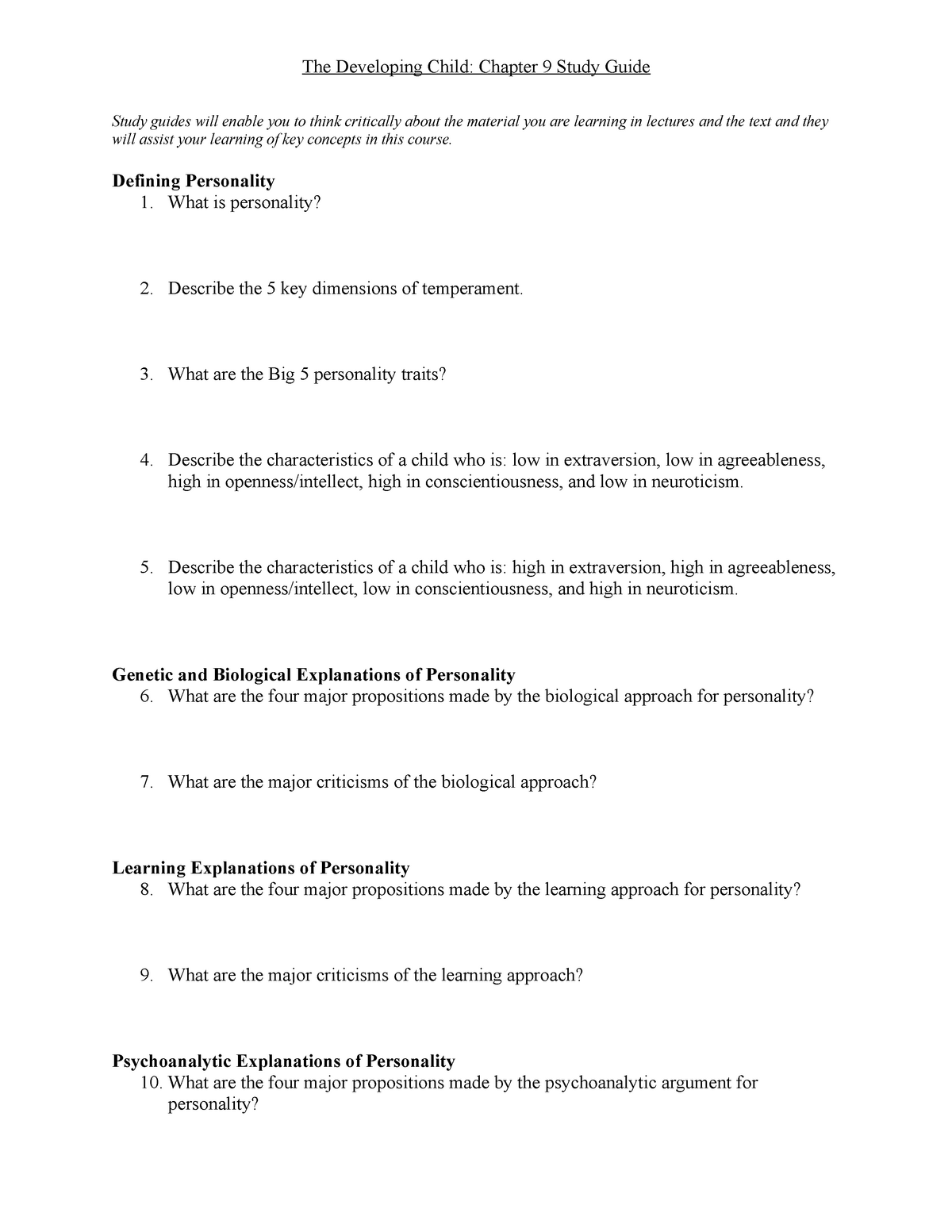 the developing child homework activities answer key chapter 9