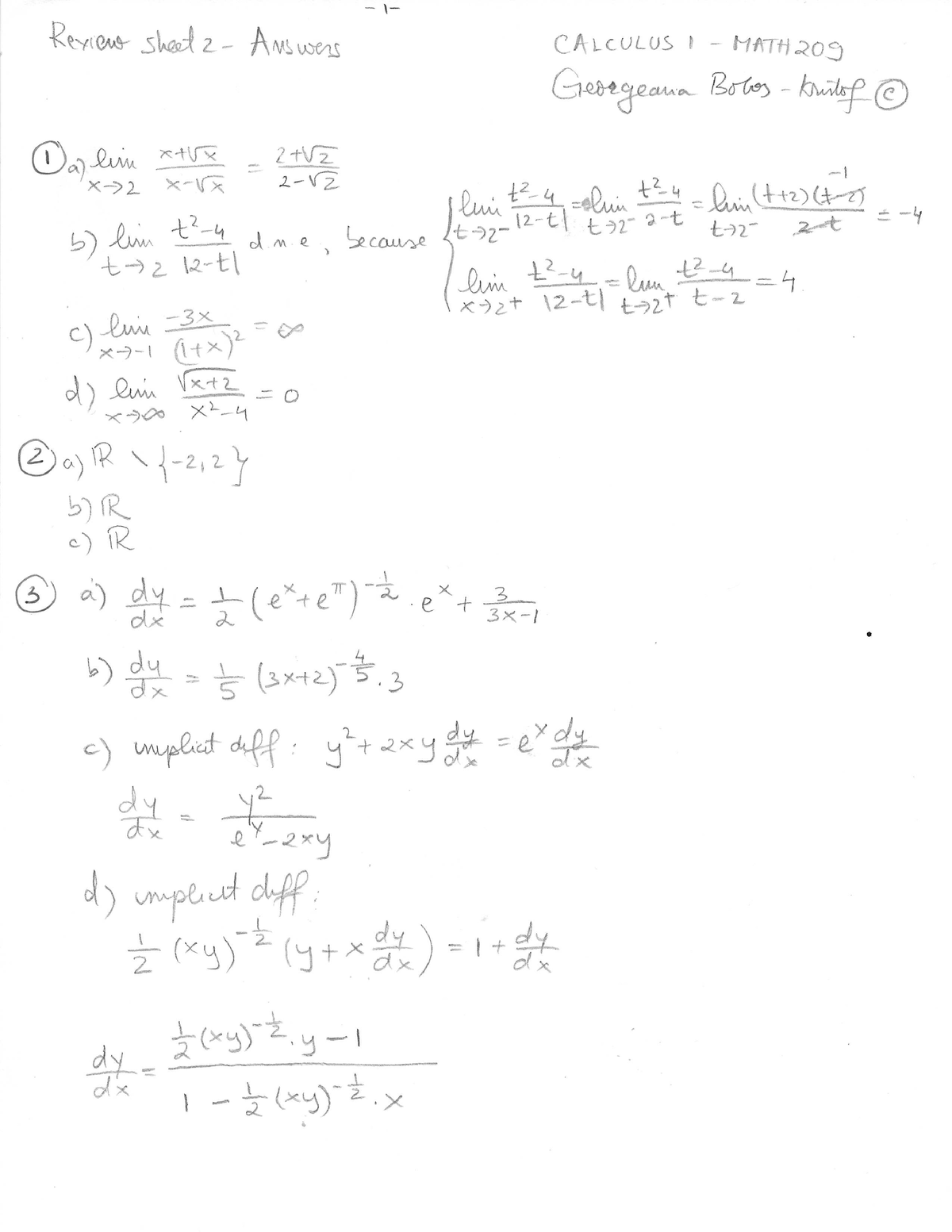 Review 2 sheet answers - MATH 209 - Studocu