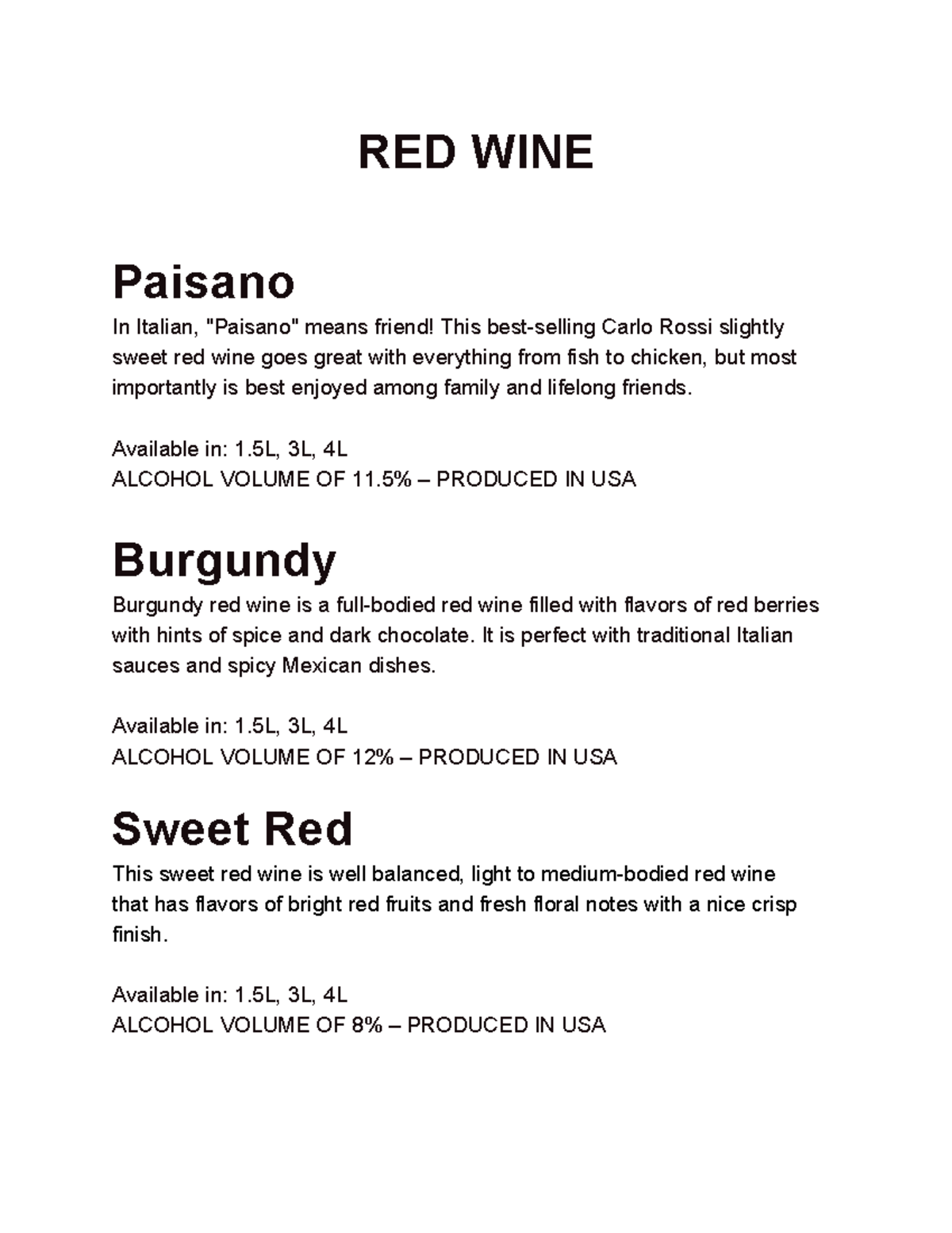 Food and Beverage Services - Wines 101 - RED WINE Paisano In Italian ...