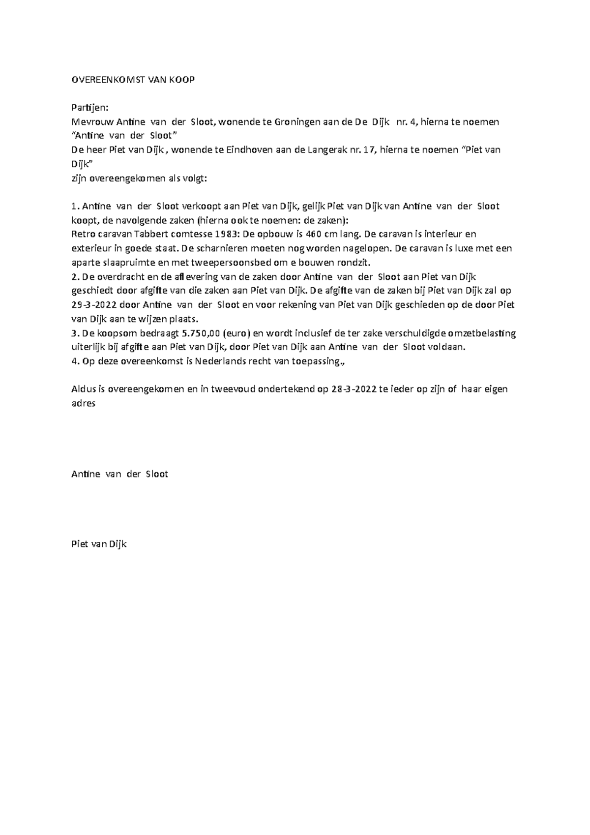 I.7.1.1.20 Eenvoudige koop van een roerende zaak (nietregistergoed