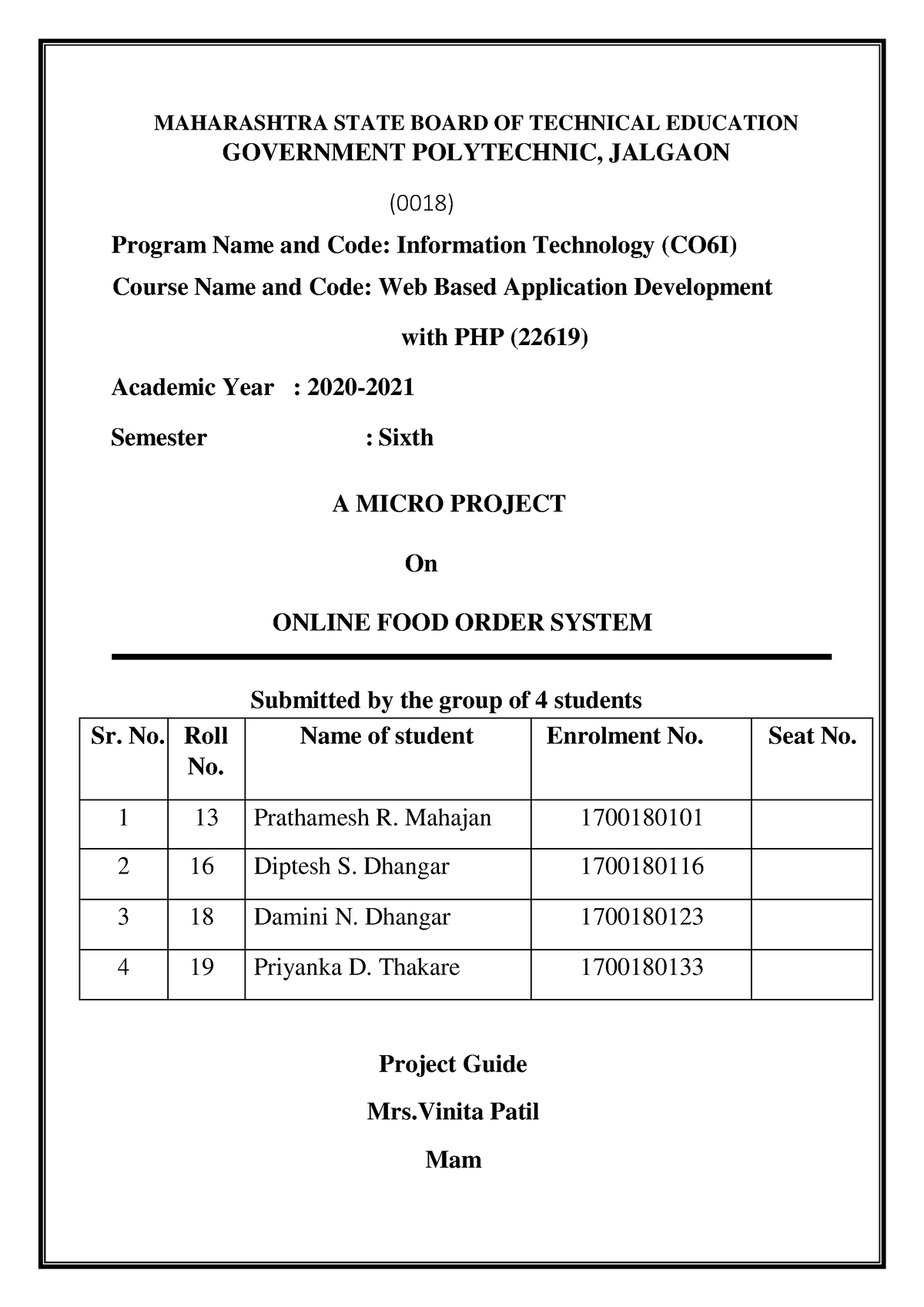 PHP final Repor - MAHARASHTRA STATE BOARD OF TECHNICAL EDUCATION ...