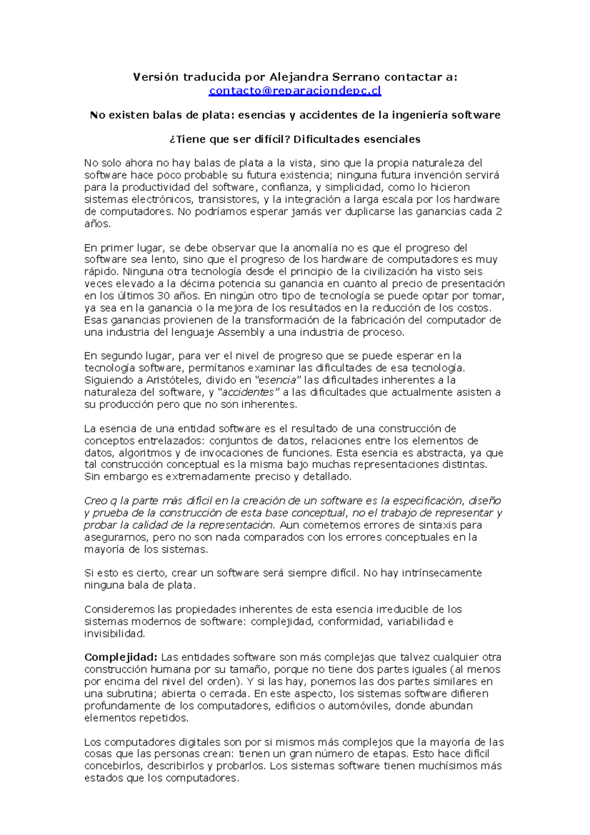 No Silver Bullets Espanol Versión traducida por Alejandra Serrano