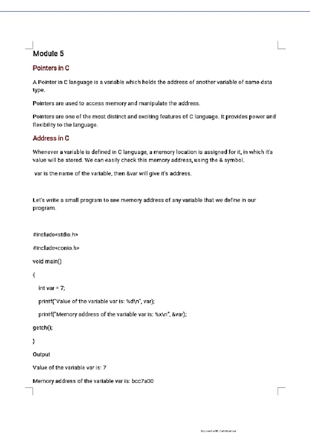Brief explanation about C program and its basics for bsc computer ...