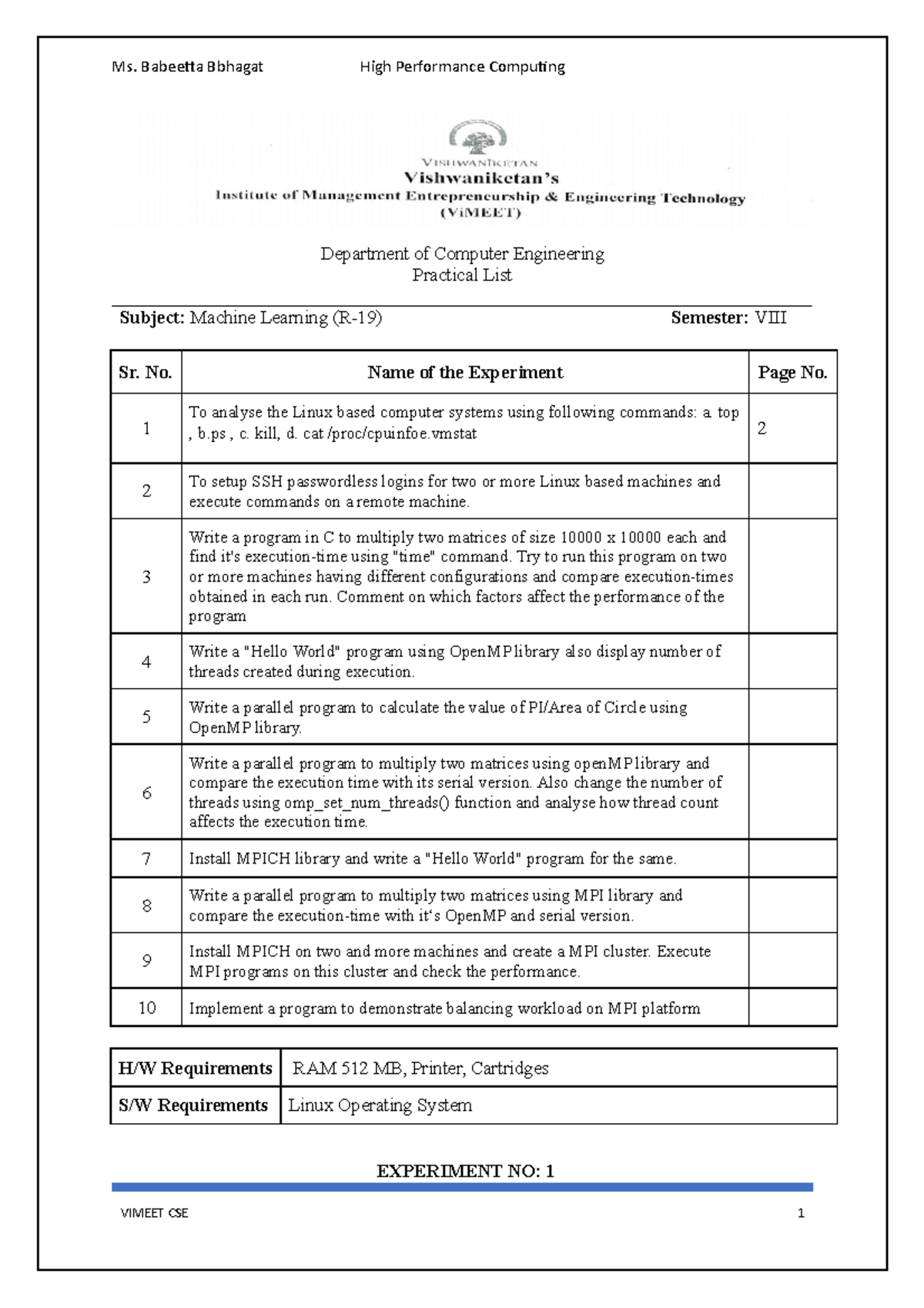 HPC Labmanual - LAB MANUAL - Department of Computer Engineering ...