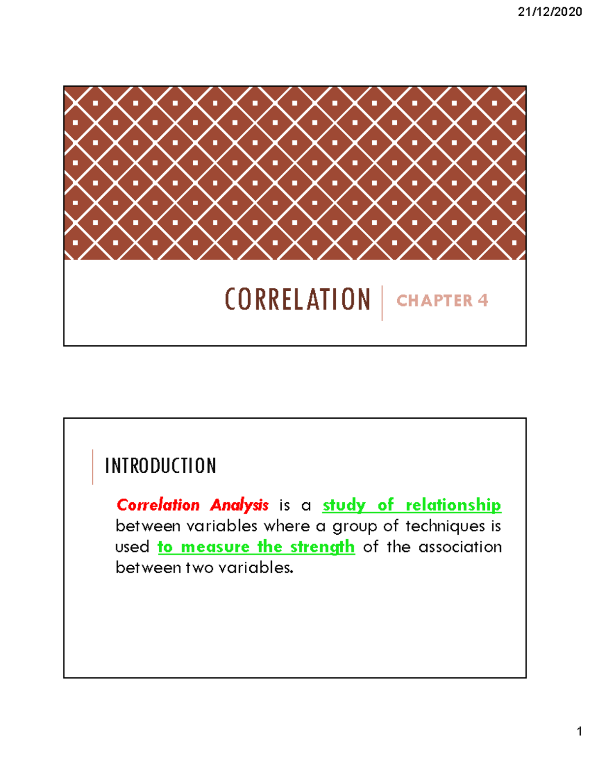 Chapter 5 Correlation - Statistics - CORRELATION CHAPTER 4 INTRODUCTION ...