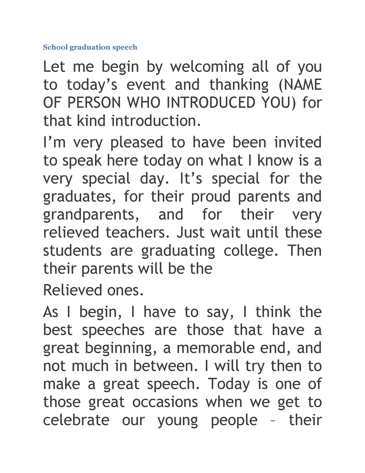 scribd-nothing-school-graduation-speech-let-me-begin-by-welcoming