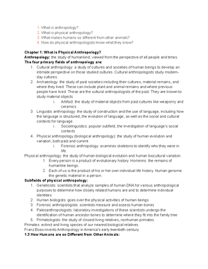 ANTH 102 - 1 - Overview of Chapter 1: What is Biological Anthropology ...