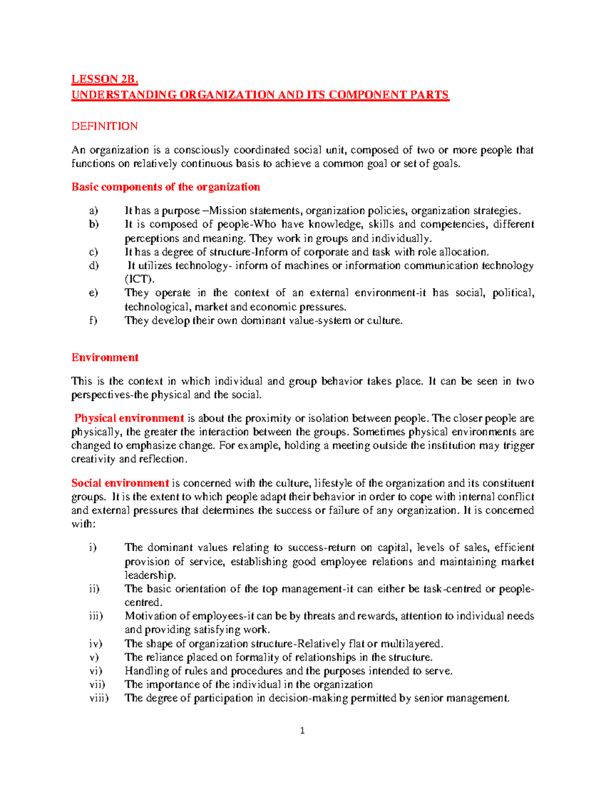 Lesson 2B Understanding Organizations AND ITS Components - LESSON 2B ...