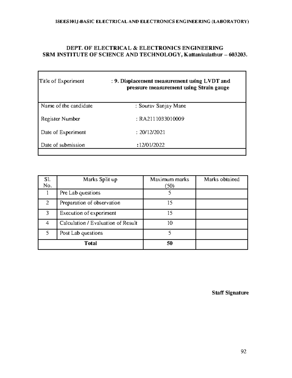 Exp 9 - Experiment no. 9 - DEPT. OF ELECTRICAL & ELECTRONICS ...