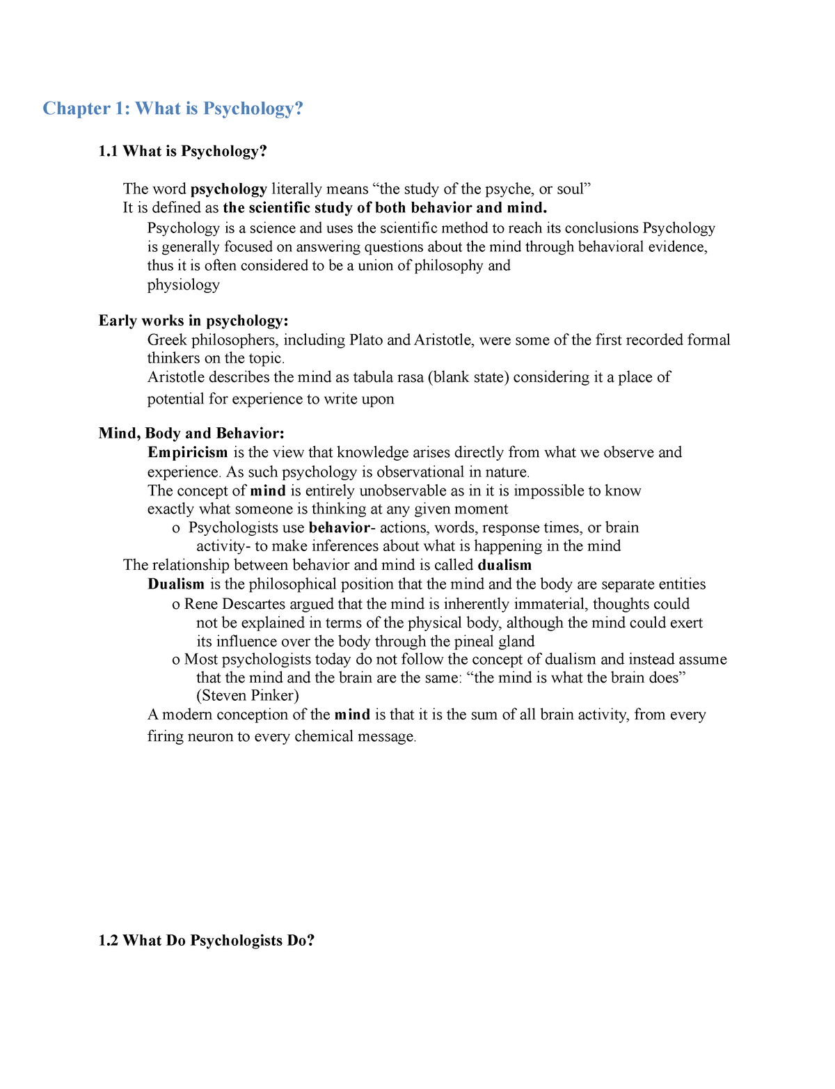 Introduction To Psychology - Chapter 1: What Is Psychology? 1 What Is ...