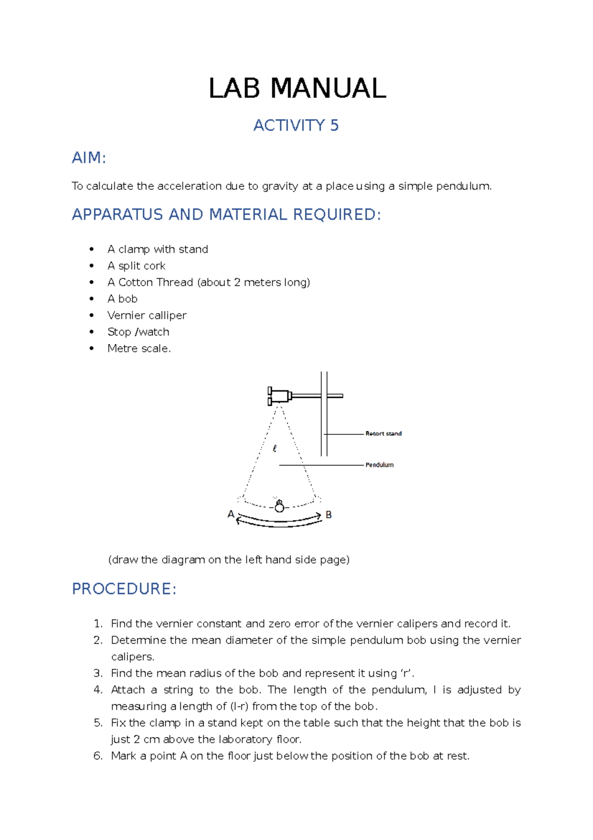LAB Manual X 3 LAB MANUAL ACTIVITY 5 AIM To calculate the