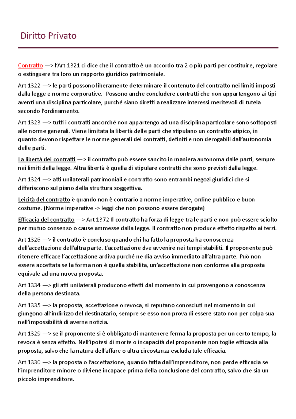 Diritto Privato - Diritto Privato Contratto —> L’Art 1321 Ci Dice Che ...