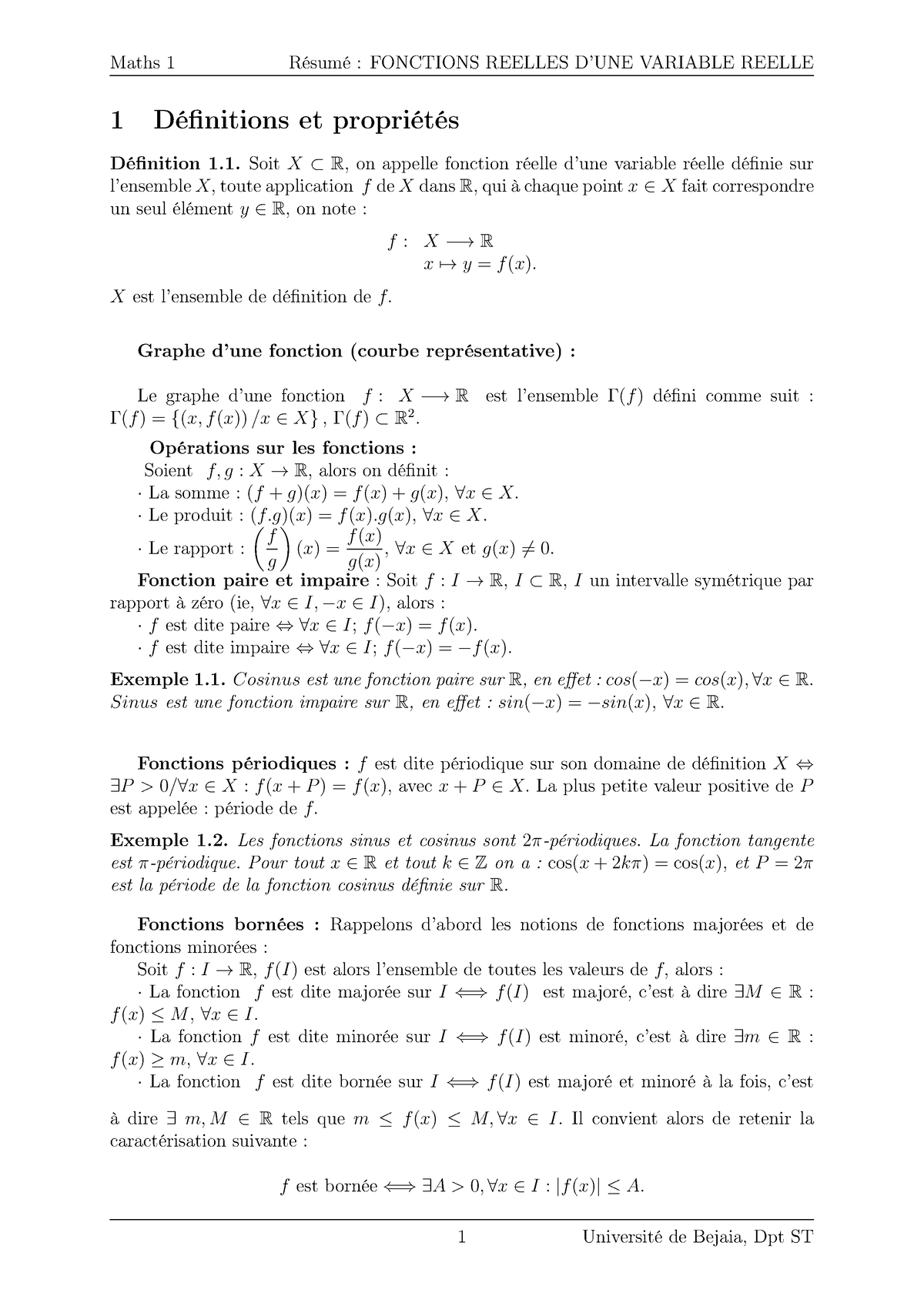 Fonct Résum Final - Travaux Pratiques De Mathématiques Université De ...